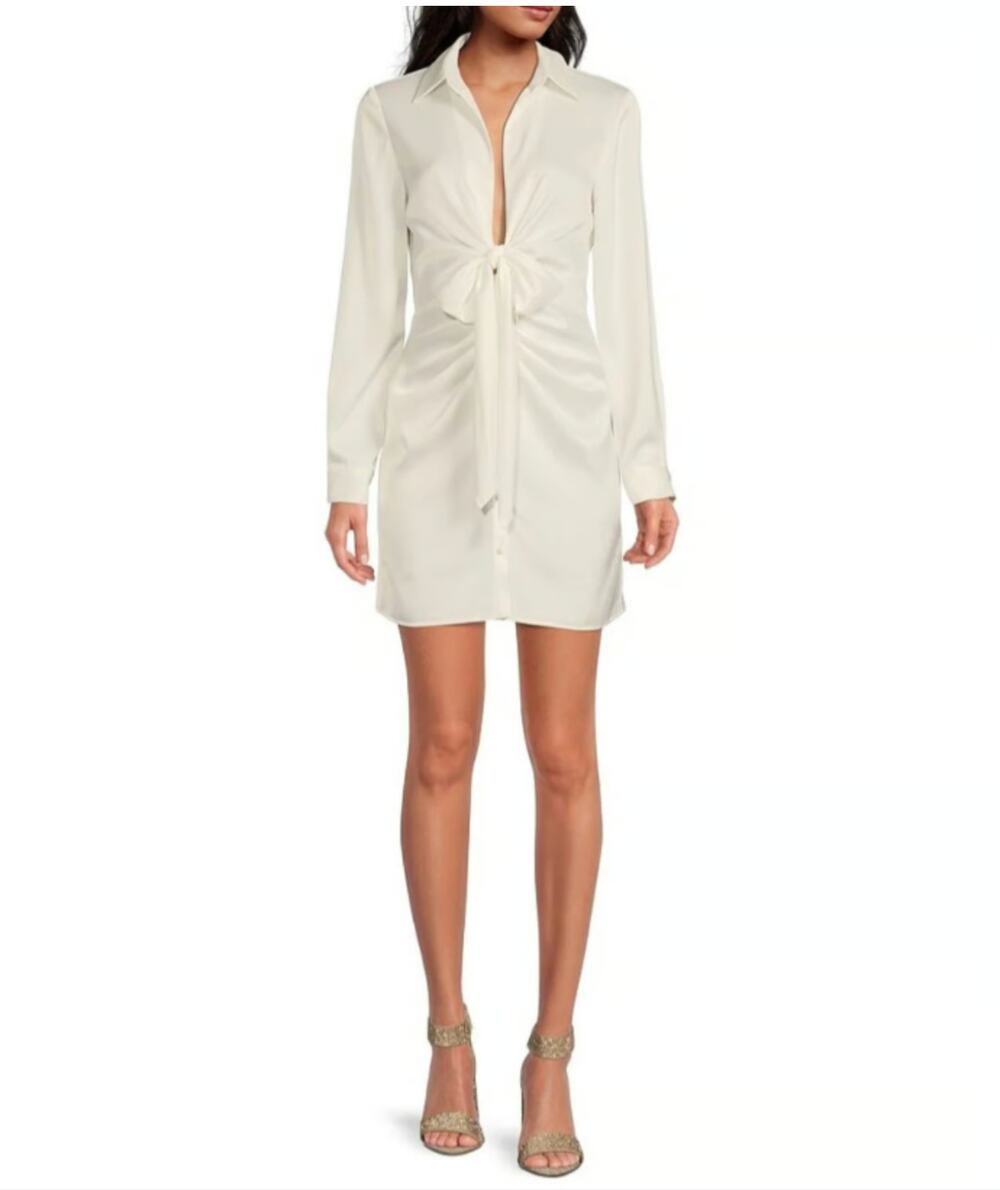 NWT GIANNA BINI WHITE SATIN DRESS SZ 0